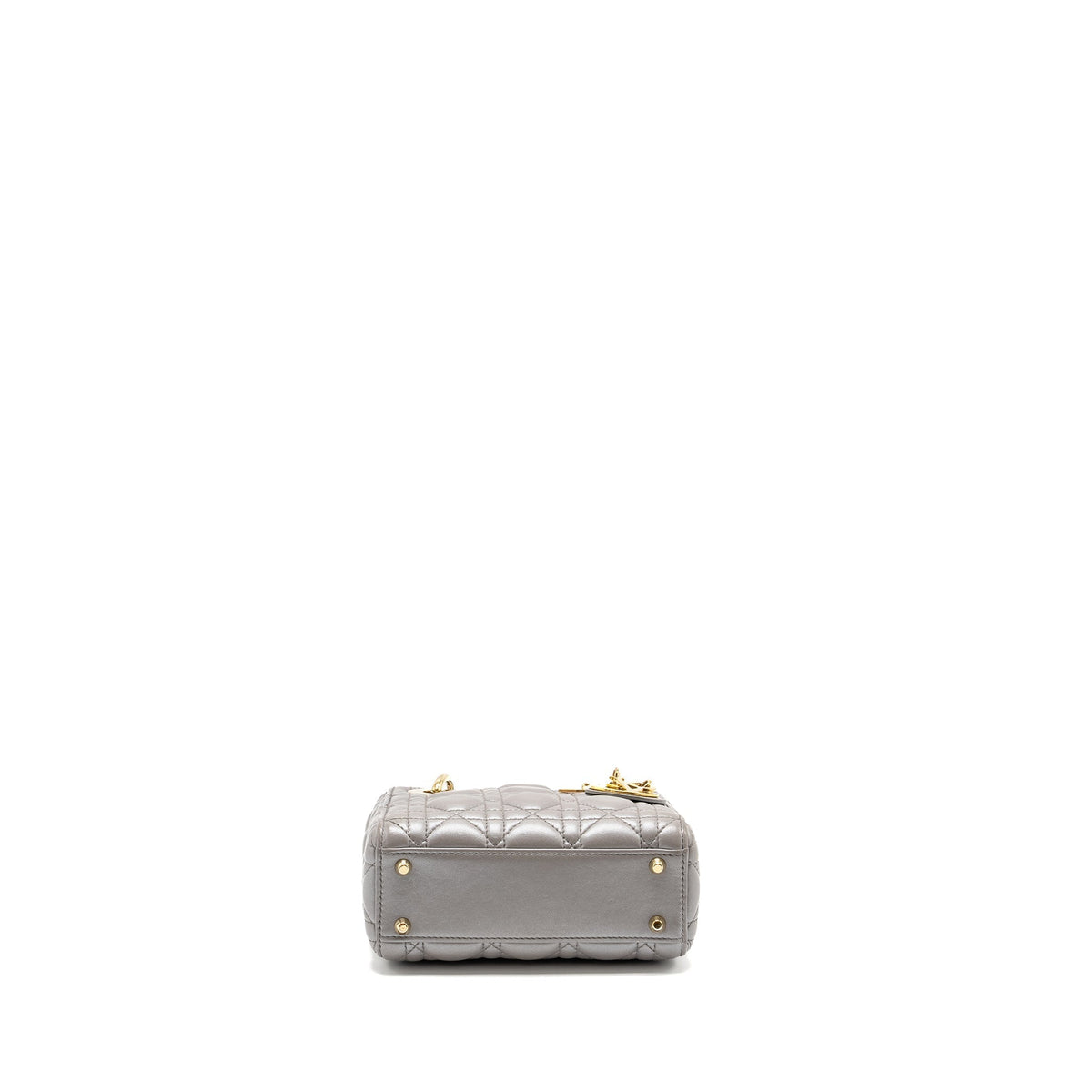 DIOR MINI LADY DIOR LAMBSKIN IRIDESCENT GREY LGHW