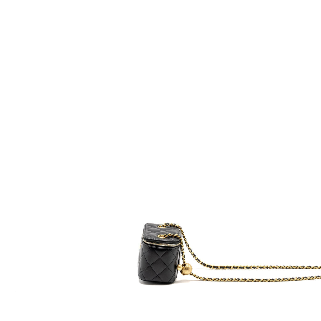 CHANEL PEARL CRUSH MINI VANITY CASE LAMBSKIN BLACK GHW
