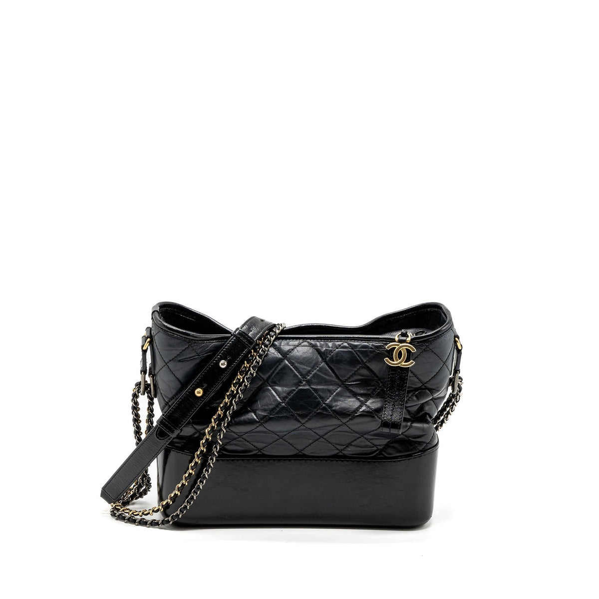 CHANEL MEDIUM GABRIELLE HOBO BAG AGED CALFSKIN BLACK MULTICOLOUR HARDWARE