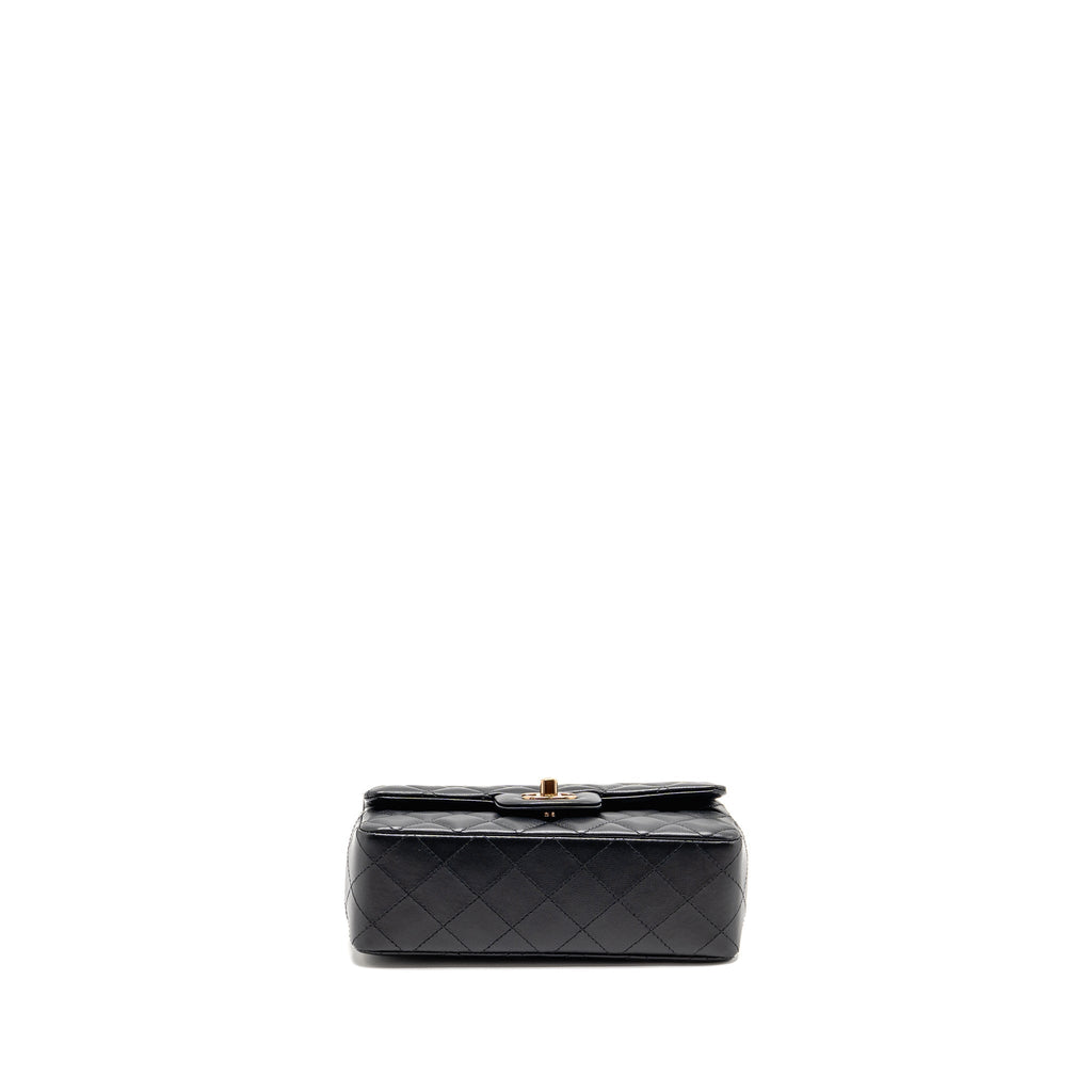 CHANEL MINI RECTANGULAR FLAP BAG LAMBSKIN BLACK RGHW (MICROCHIP)