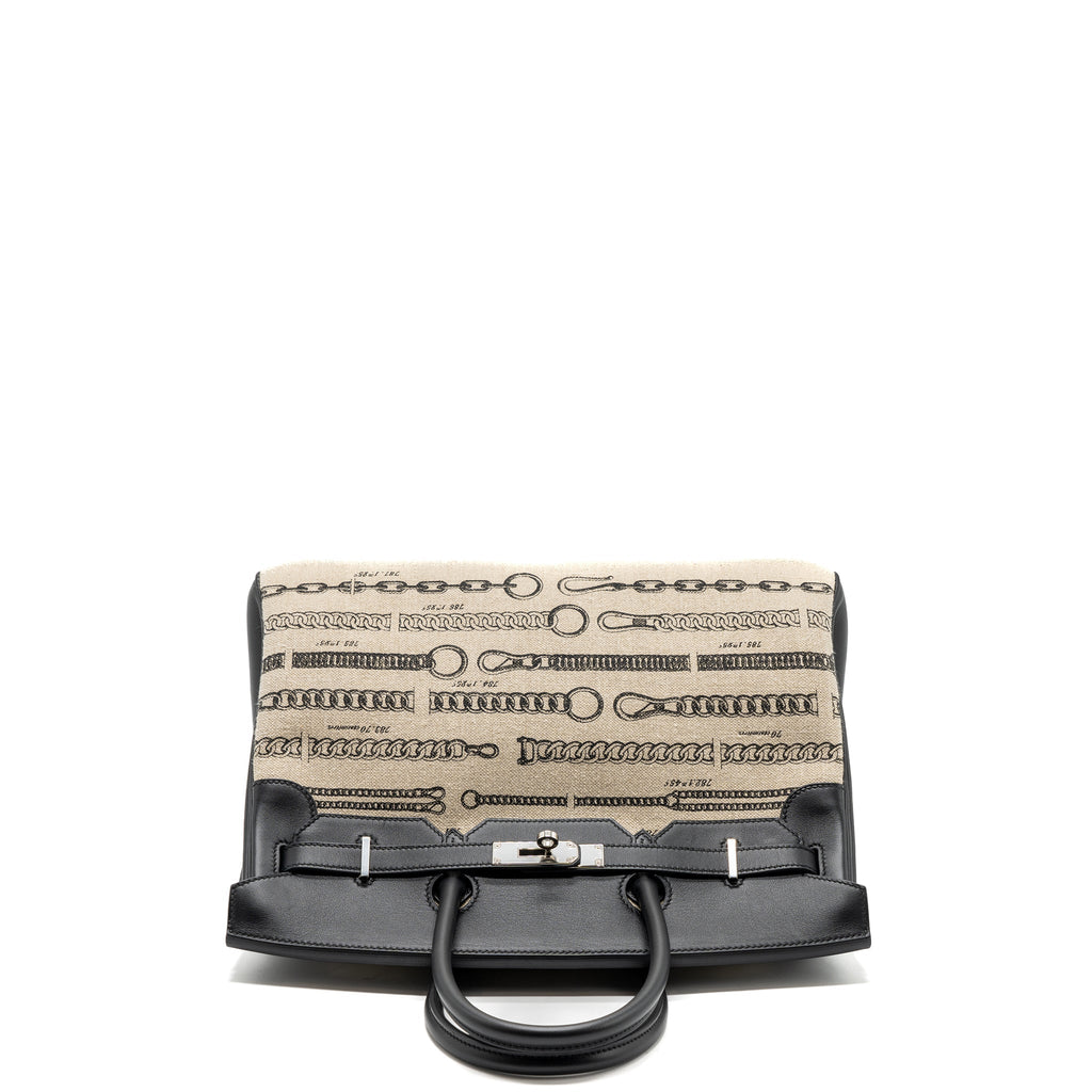 Hermes birkin 35 De camp Dechainee limited edition toile canvas / swift Black SHW