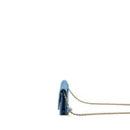 CHANEL PEARL CRUSH WALLET ON CHAIN DENIM BLUE GHW (MICROCHIP)