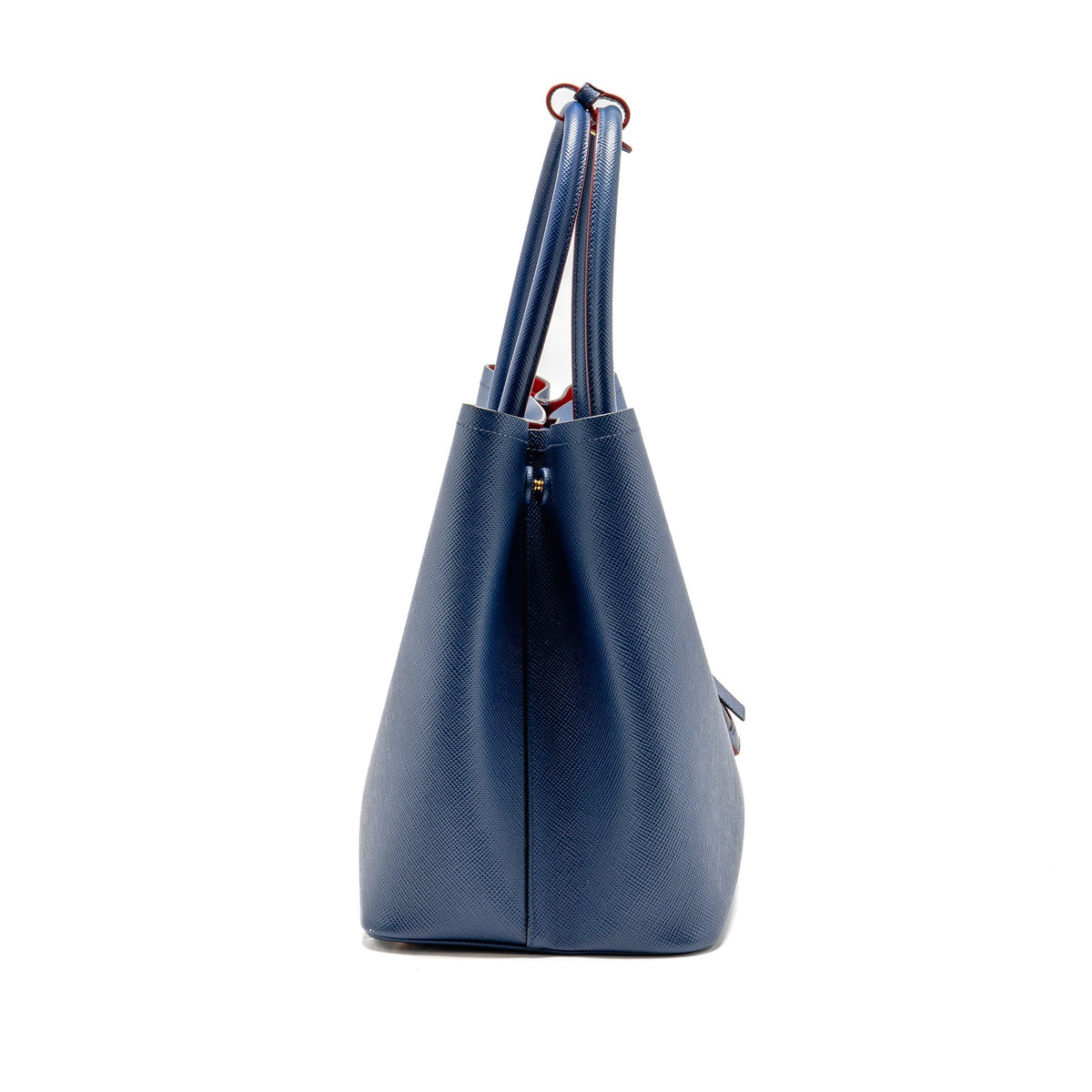Prada Saffiano Cuir Double Bag Saffiano Leather Blue/Red GHW