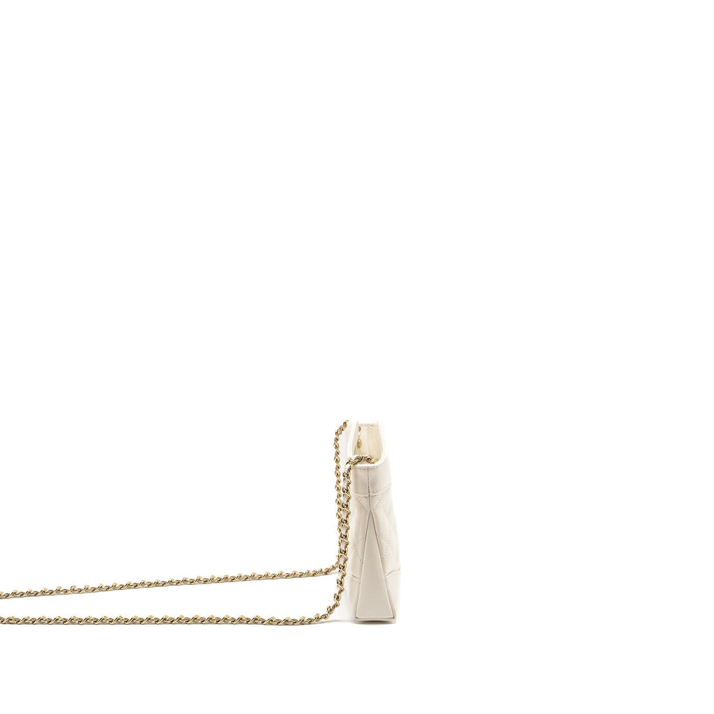 CHANEL MINI 31 CLUTCH WITH  CHAIN SHINY CALFSKIN WHITE LGHW (MICROCHIP)