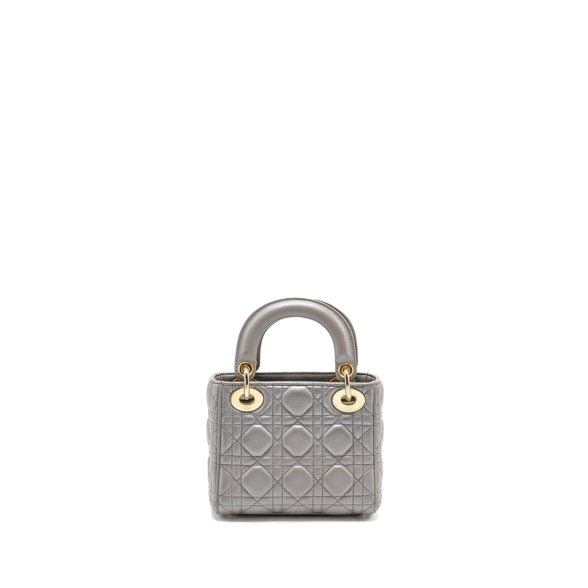 DIOR MINI LADY DIOR LAMBSKIN IRIDESCENT GREY LGHW