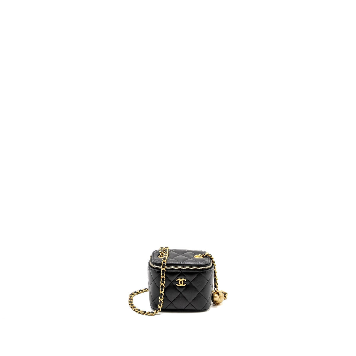 CHANEL PEARL CRUSH MINI VANITY CASE LAMBSKIN BLACK GHW