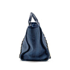 CHANEL LARGE DEAUVILLE TOTE BAG CANVAS/CALFSKIN NAVY BLUE LGHW