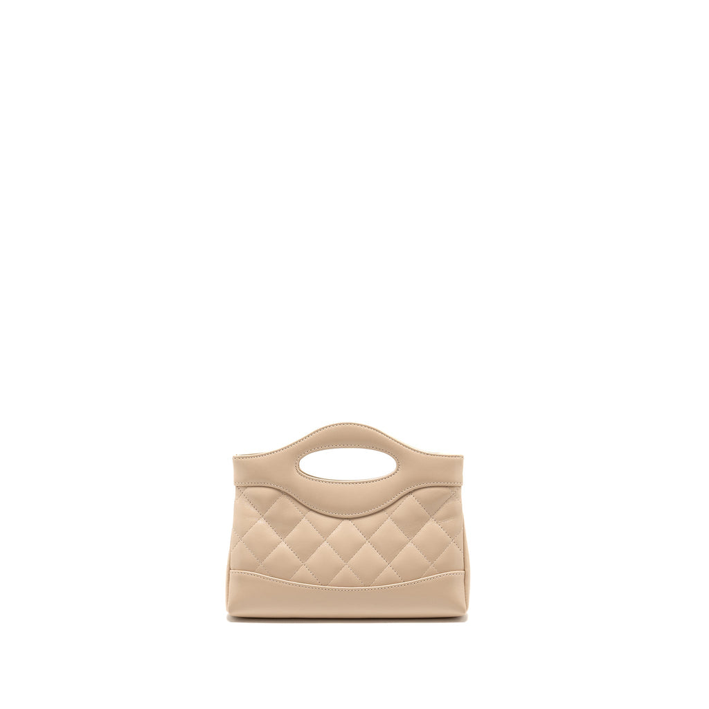 CHANEL MINI 31 CLUTCH WITH CHAIN SHINY LAMBSKIN LIGHT BEIGE LGHW ( MICROCHIP)