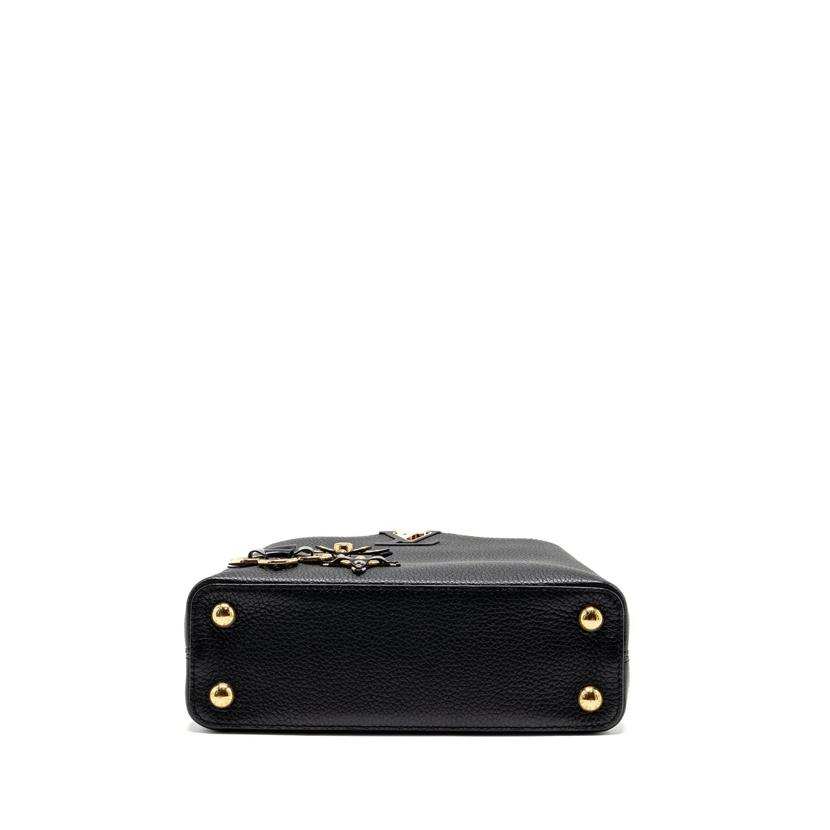 LOUIS VUITTON CAPUCINES BB WITH MONOGRAM FLOWER EMBELLISHMENTS TAURILLON BLACK GHW