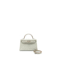 Hermes Mini Kelly II Special Order Ostrich Gris Perle/Jaune Amber SHW