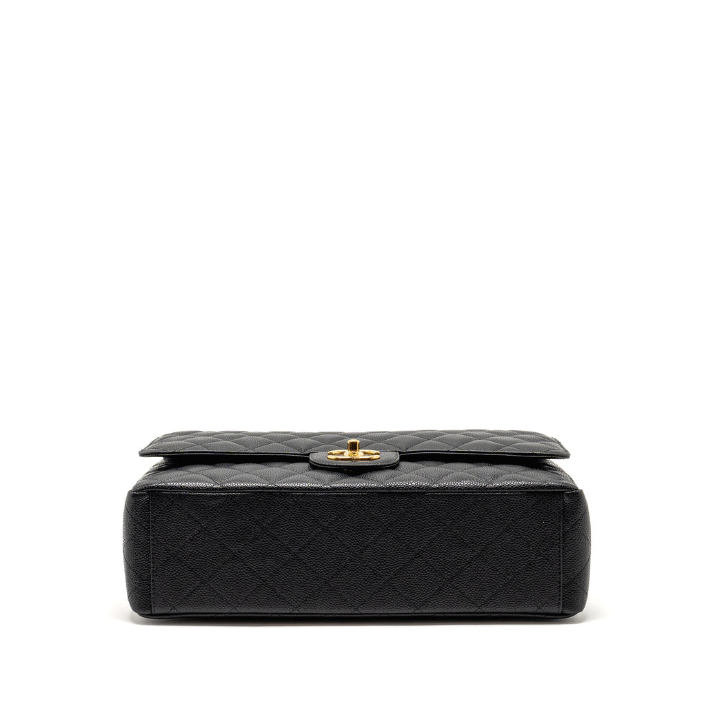 CHANEL MAXI CLASSIC DOUBLE FLAP BAG CAVIAR BLACK GHW