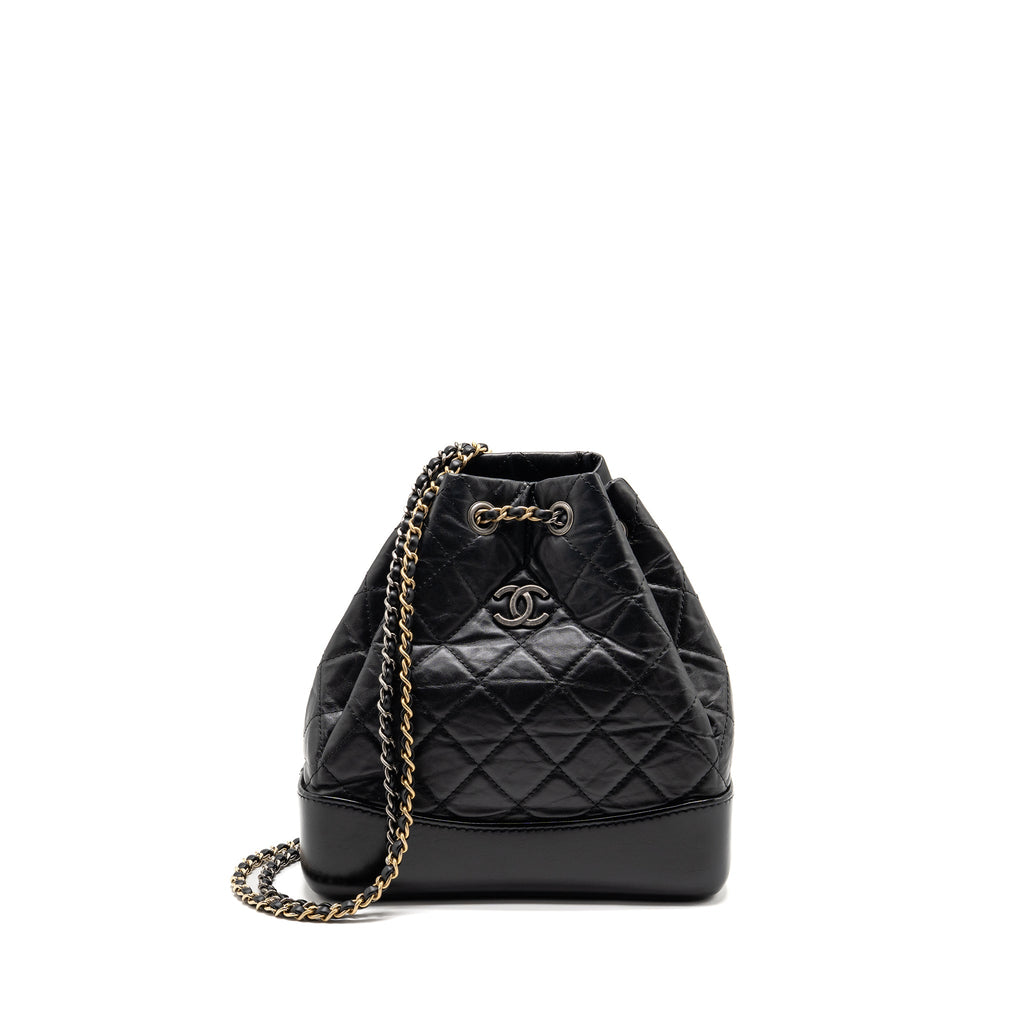CHANEL SMALL GABRIELLE HOBO BAG AGED CALFSKIN BLACK MULTICOLOURED HARDWARE