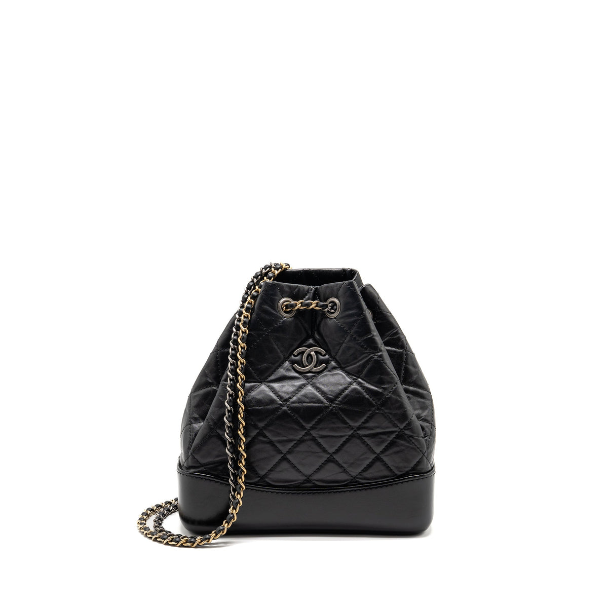 CHANEL SMALL GABRIELLE HOBO BAG AGED CALFSKIN BLACK MULTICOLOURED HARDWARE