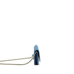 CHANEL PEARL CRUSH WALLET ON CHAIN DENIM BLUE GHW (MICROCHIP)