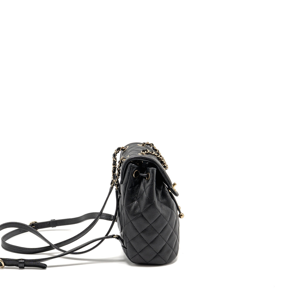CHANEL QUILTED MINI BACKPACK CAVIAR BLACK LGHW (MICROCHIP)