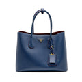 Prada Saffiano Cuir Double Bag Saffiano Leather Blue/Red GHW