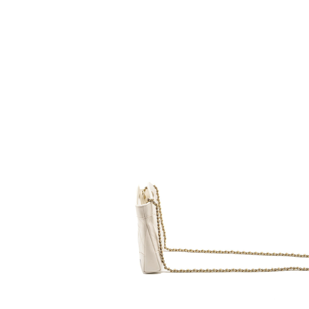 CHANEL MINI 31 CLUTCH WITH  CHAIN SHINY CALFSKIN WHITE LGHW (MICROCHIP)
