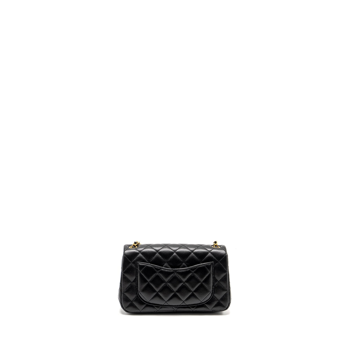 CHANEL 24K PEARL CRUSH MINI RECTANGULAR FLAP BAG SHINY LAMBSKIN BLACK GHW (MICROCHIP)