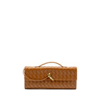 BOTTEGA VENETA ANDIAMO CLUTCH BAG LAMBSKIN BROWN GHW