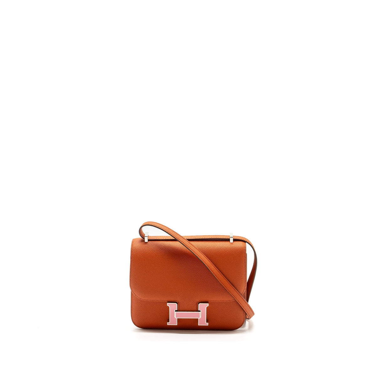 Hermes Mini Constance Epsom Terre Battue/ Rose Confetti SHW