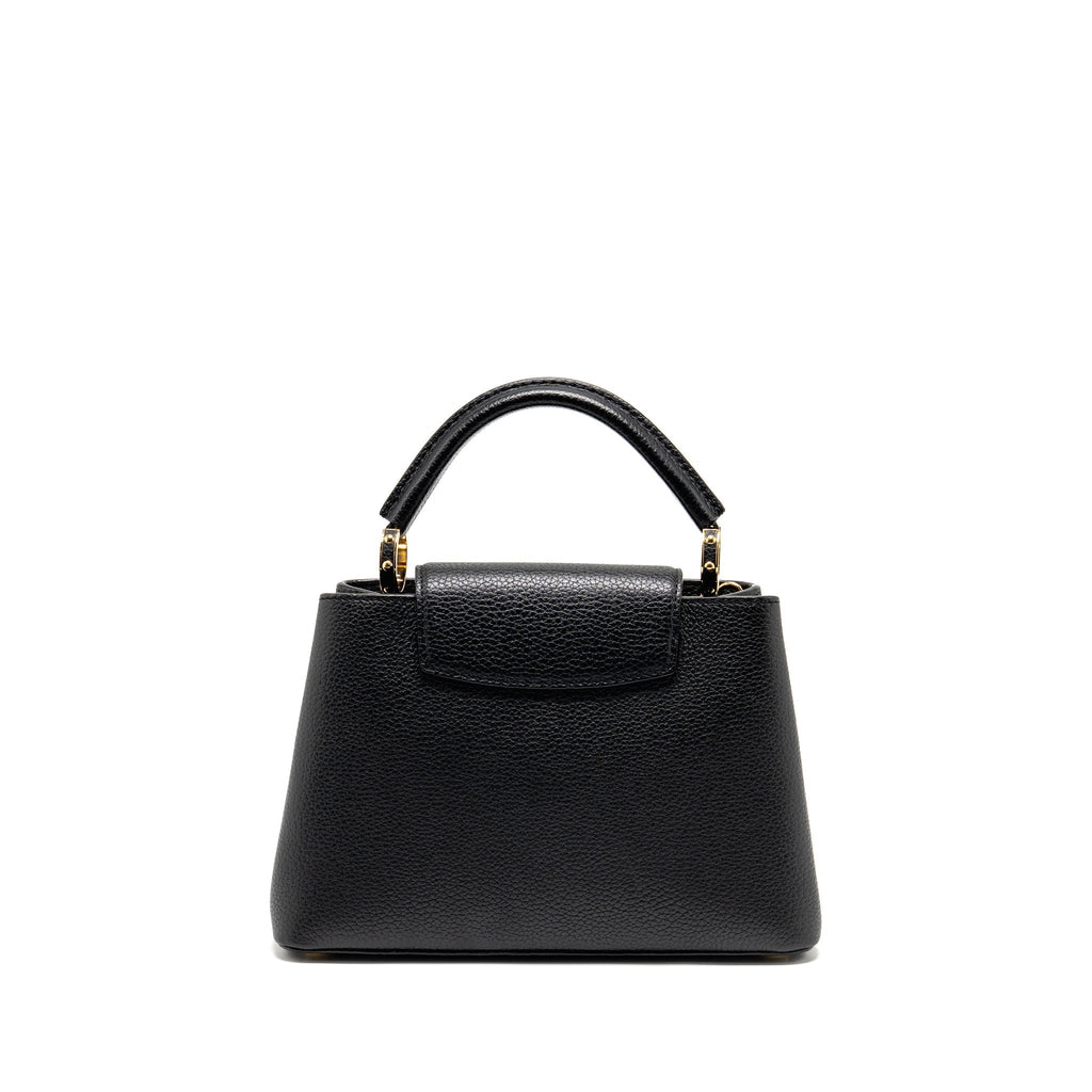 LOUIS VUITTON CAPUCINES BB WITH MONOGRAM FLOWER EMBELLISHMENTS TAURILLON BLACK GHW
