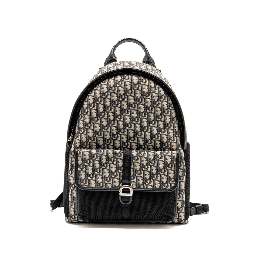 DIOR MEN’S BACKPACK DIOR OBLIQUE CANVAS / CALFSKIN BLUE / BLACK SHW