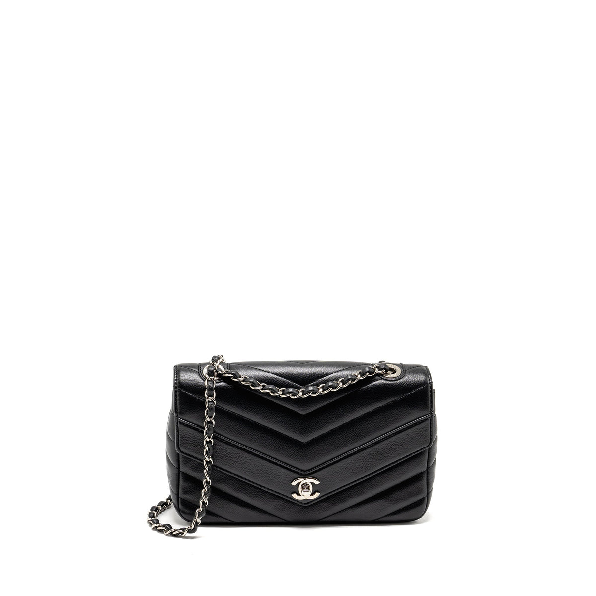 CHANEL ENVELOP FLAP BAG CHEVRON CAVIAR BLACK SHW
