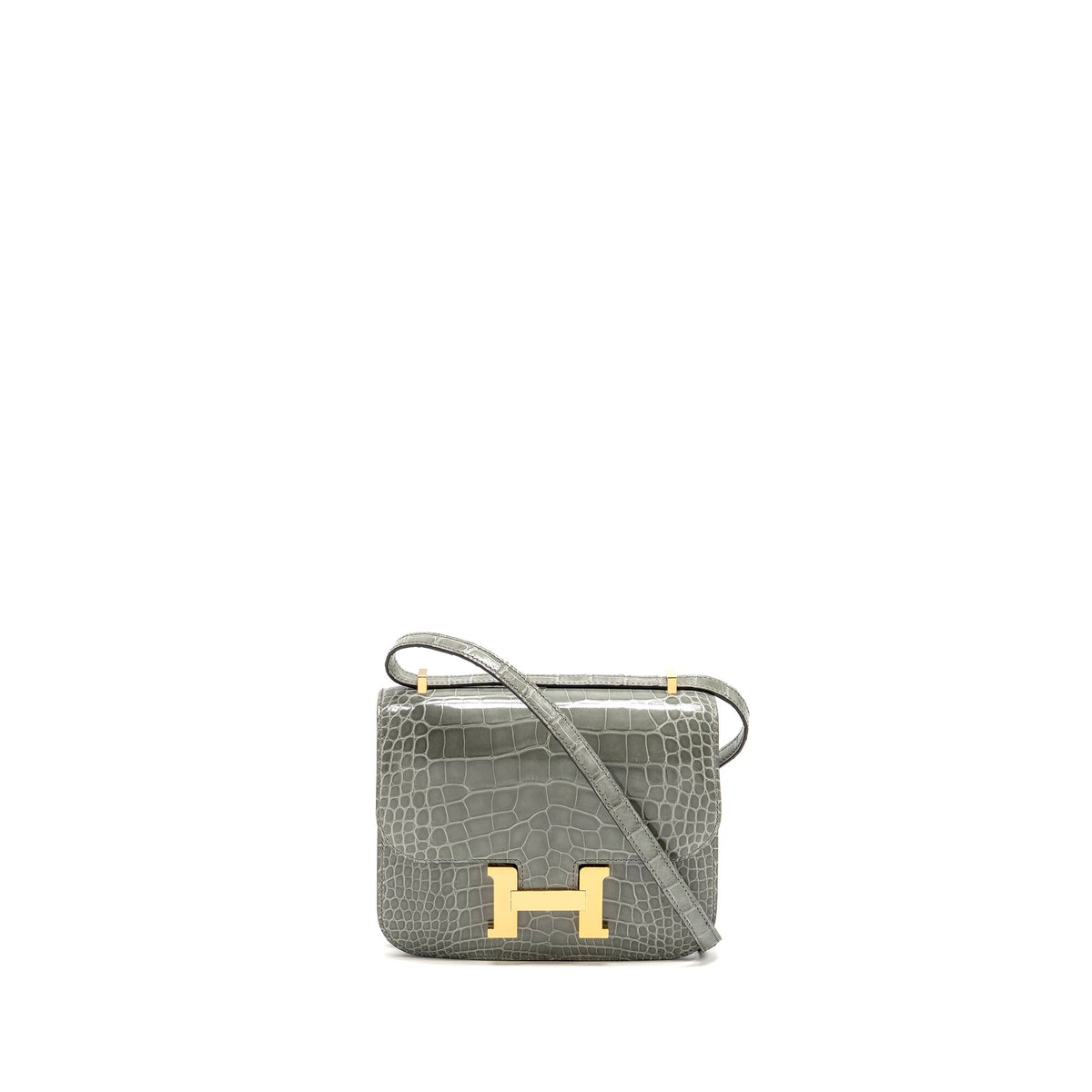 Hermes Constance Mini Alligator Mississippiensis 0V Gris Ciment GHW