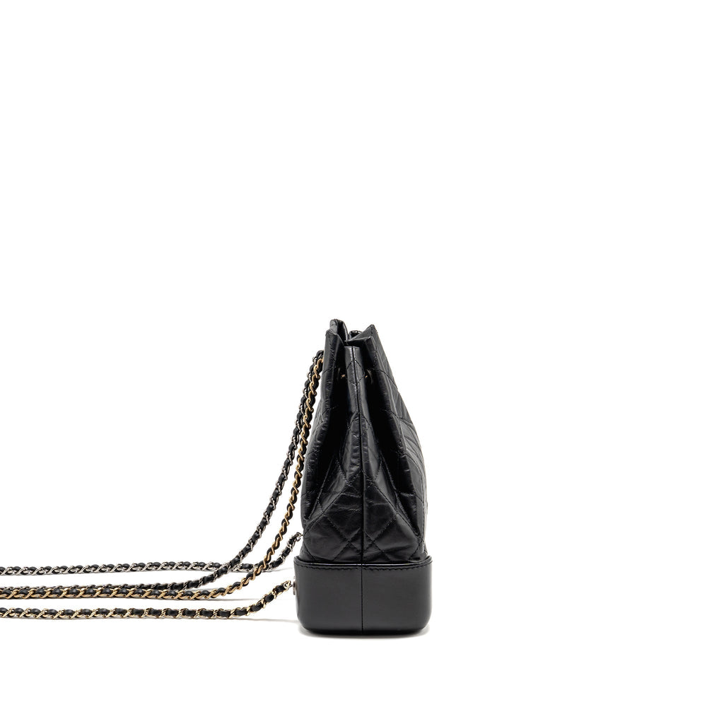 CHANEL SMALL GABRIELLE HOBO BAG AGED CALFSKIN BLACK MULTICOLOURED HARDWARE