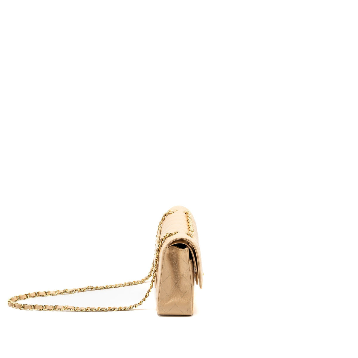 CHANEL MEDIUM CLASSIC DOUBLE FLAP BAG CAVIAR BEIGE GHW