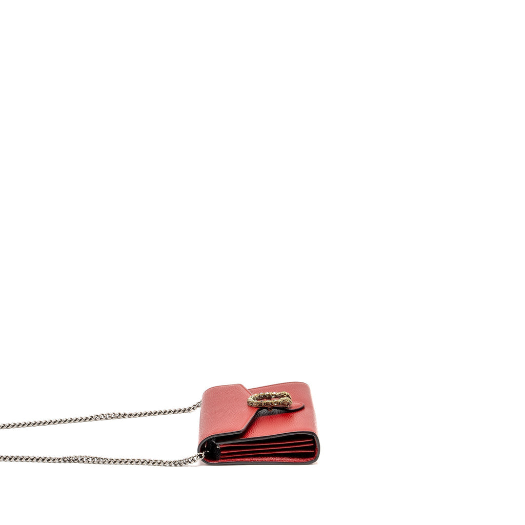 GUCCI DIONYSUS WALLET ON CHAIN CALFSKIN RED MULTICOLOUR HARDWARE