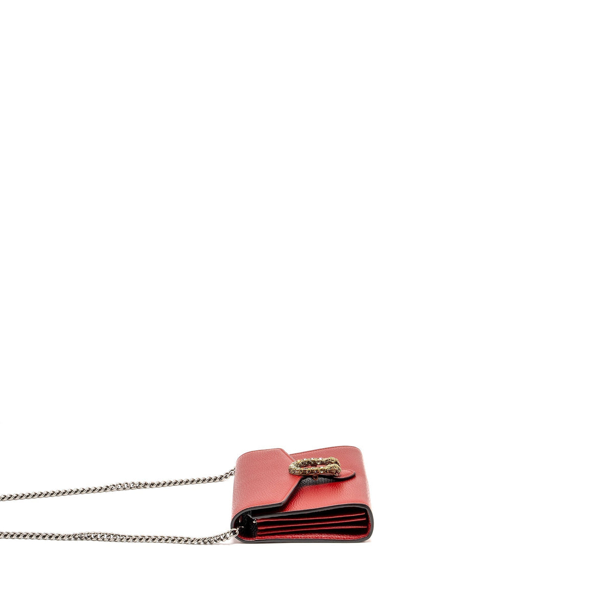 GUCCI DIONYSUS WALLET ON CHAIN CALFSKIN RED MULTICOLOUR HARDWARE
