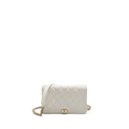 CHANEL BOY WALLET ON CHAIN CAVIAR WHITE LGHW (MICROCHIP)
