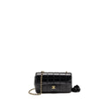 CHANEL CAMELLIA MINI FLAP SHOULDER BAG LAMBSKIN BLACK GHW