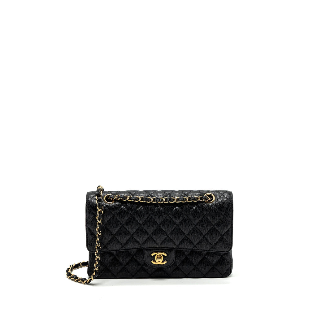 CHANEL MEDIUM CLASSIC DOUBLE FLAP BAG CAVIAR BLACK GHW