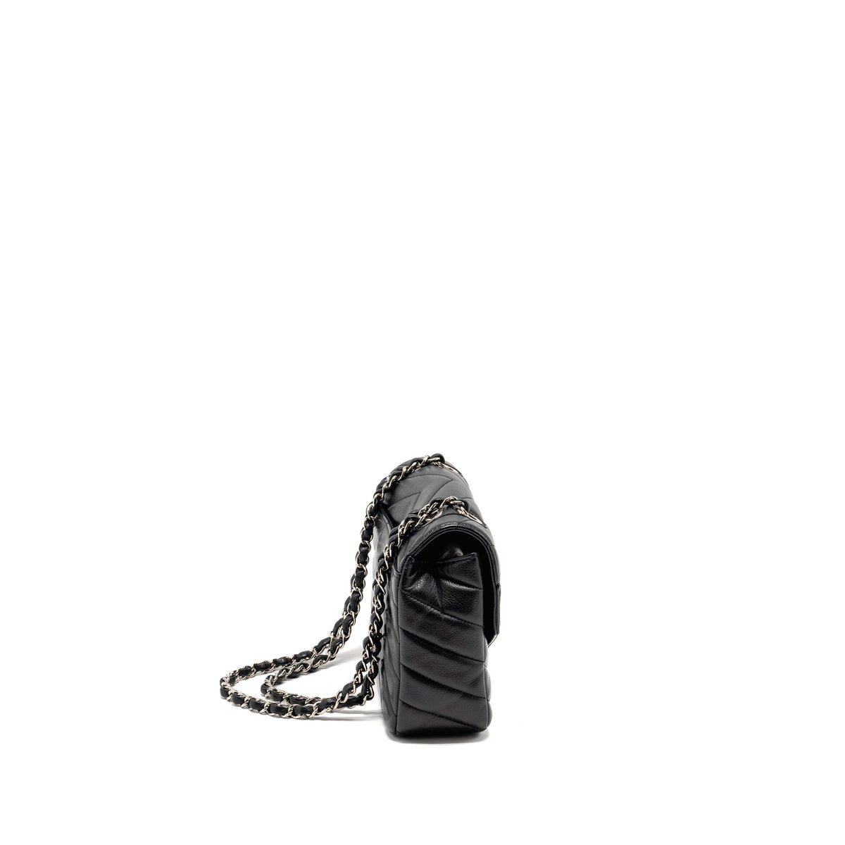 CHANEL ENVELOP FLAP BAG CHEVRON CAVIAR BLACK SHW