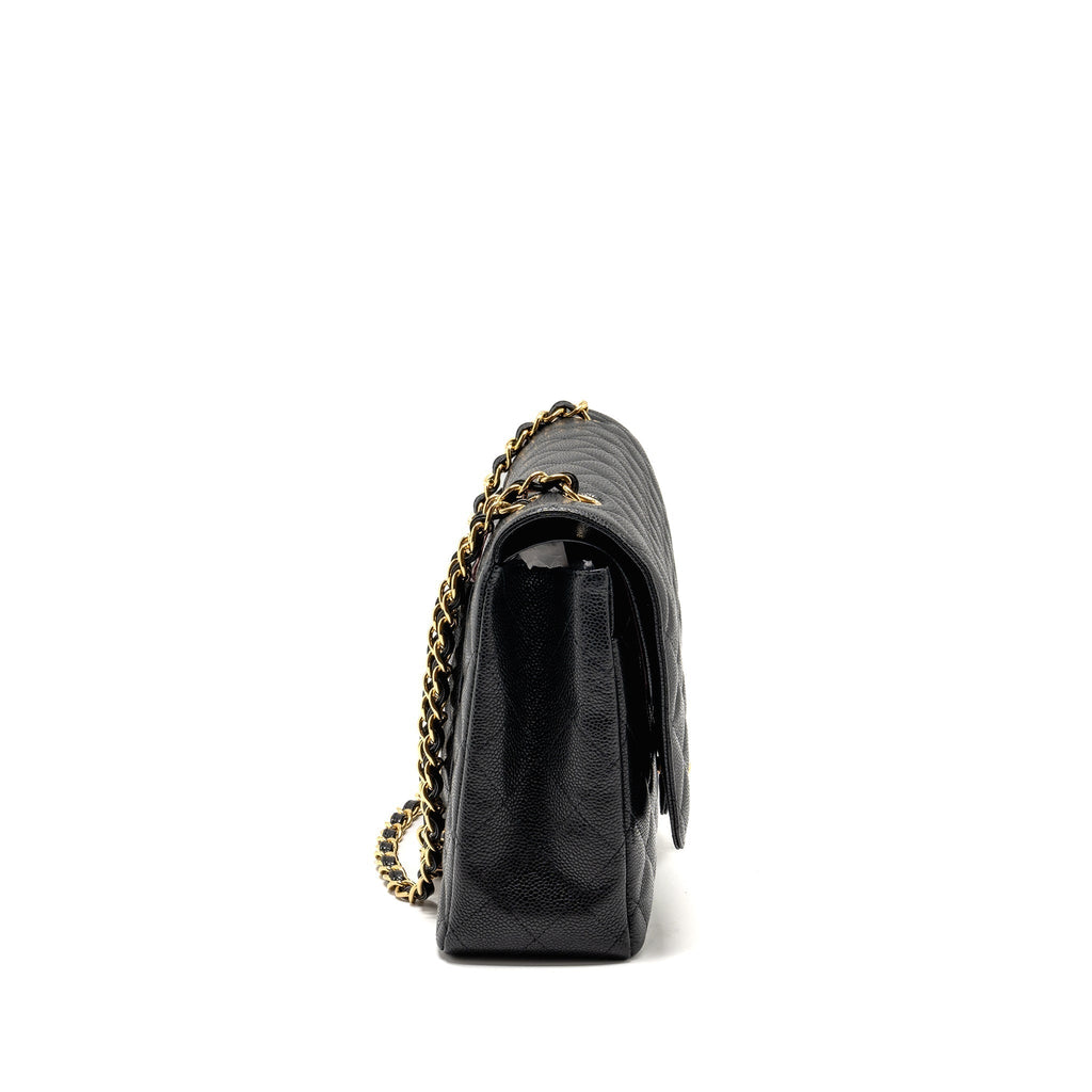 CHANEL MAXI CLASSIC DOUBLE FLAP BAG CAVIAR BLACK GHW