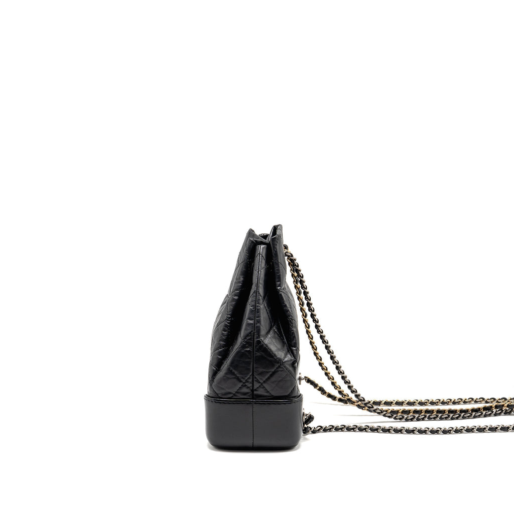CHANEL SMALL GABRIELLE HOBO BAG AGED CALFSKIN BLACK MULTICOLOURED HARDWARE