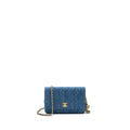 CHANEL PEARL CRUSH WALLET ON CHAIN DENIM BLUE GHW (MICROCHIP)