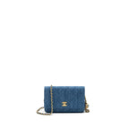 CHANEL PEARL CRUSH WALLET ON CHAIN DENIM BLUE GHW (MICROCHIP)