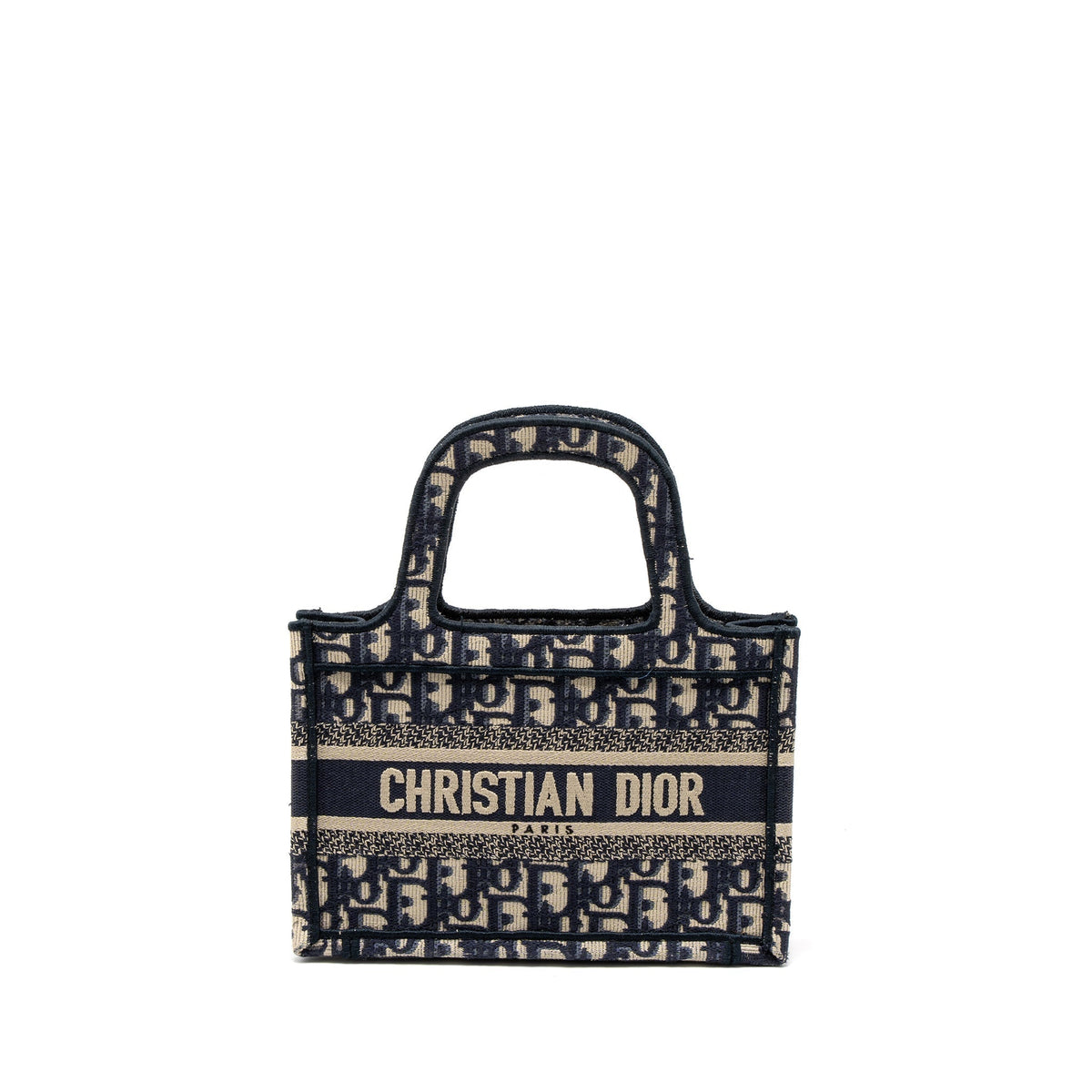 DIOR MINI BOOK TOTE BLUE OBLIQUE EMBROIDERY
