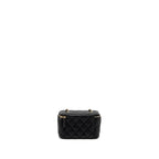 CHANEL LONG VANITY WITH CHAIN LAMBSKIN BLACK LGHW (MICROCHIP)