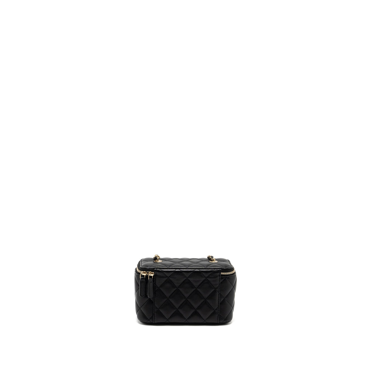 CHANEL LONG VANITY WITH CHAIN LAMBSKIN BLACK LGHW (MICROCHIP)