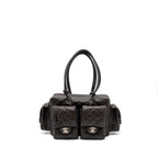 CHANEL VINTAGE CAMBO REPORTER BAG CALFSKIN DARK BROWN SHW