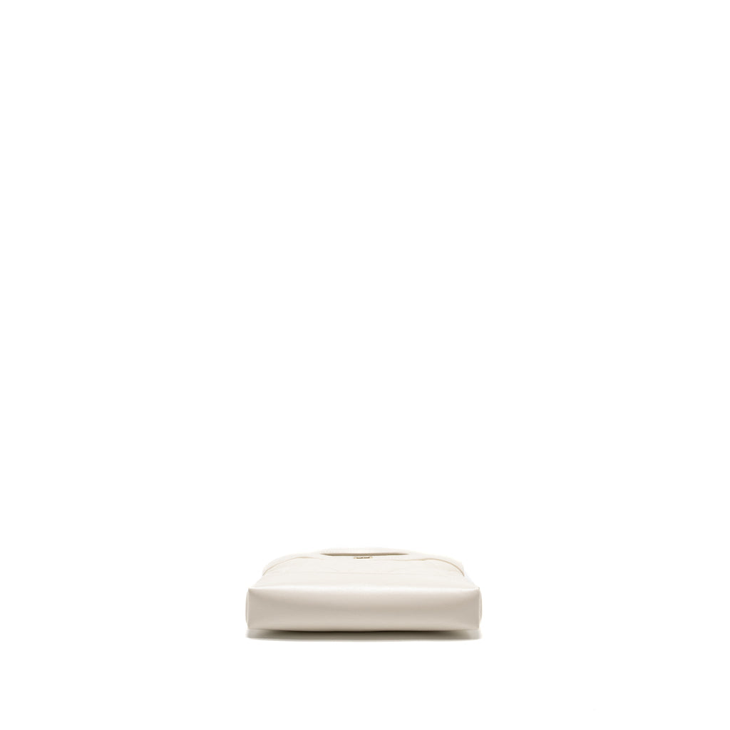 CHANEL MINI 31 CLUTCH WITH  CHAIN SHINY CALFSKIN WHITE LGHW (MICROCHIP)