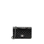 CHANEL MEDIUM CLASSIC DOUBLE FLAP BAG LAMBSKIN BLACK SHW (MICROCHIP)