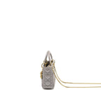 DIOR MINI LADY DIOR LAMBSKIN IRIDESCENT GREY LGHW