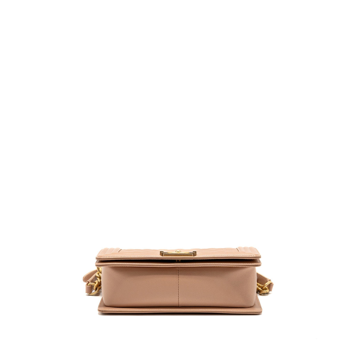 CHANEL MEDIUM BOY BAG GRAINED CALFSKIN BEIGE GHW
