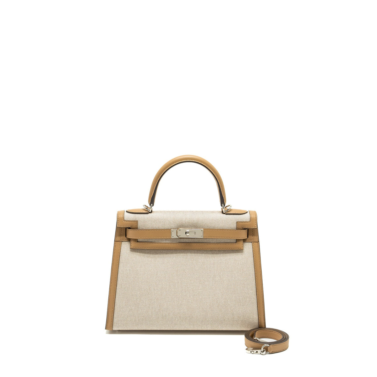 Hermes Kelly 28 Swift/Canvas Chai SHW