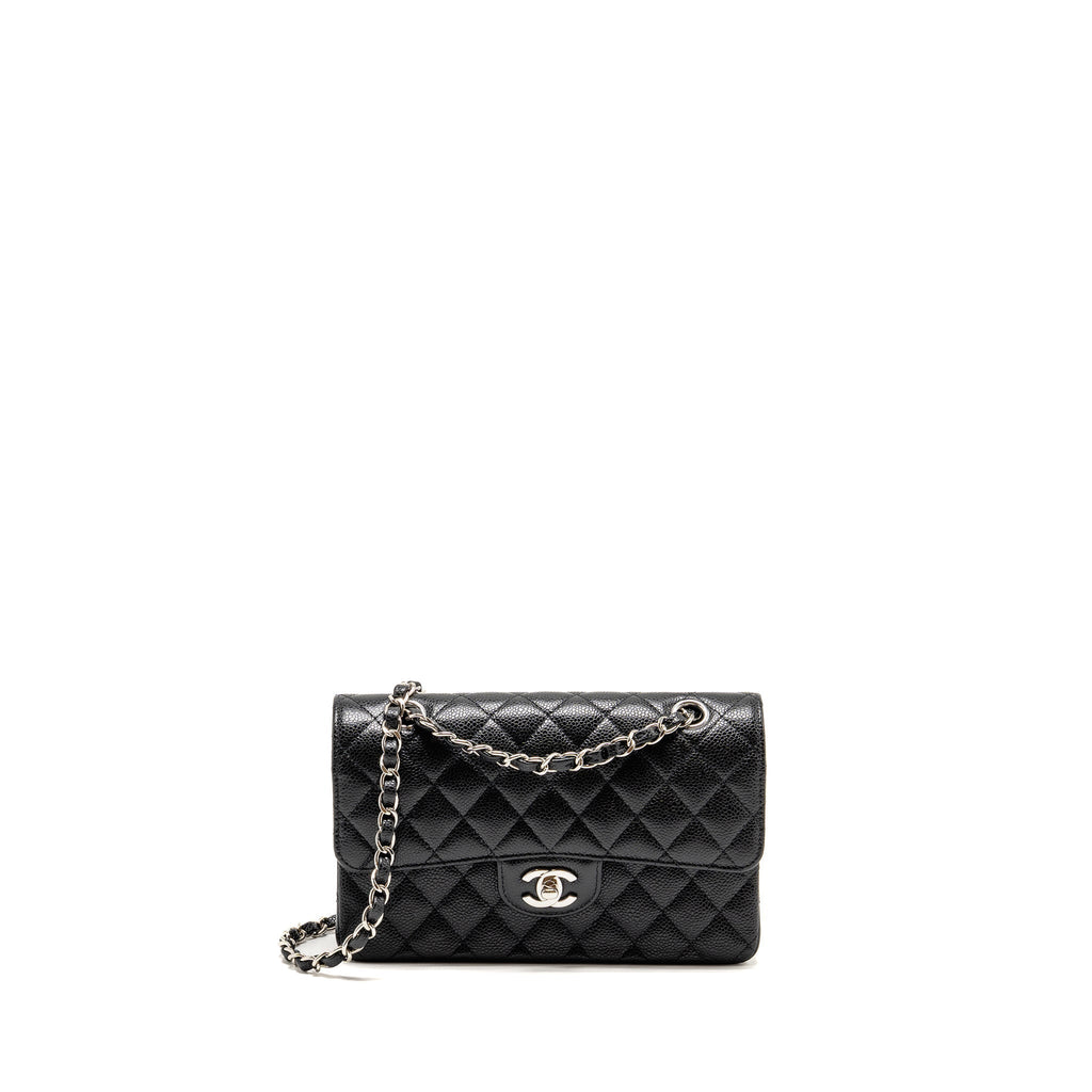 CHANEL SMALL CLASSIC DOUBLE FLAP BAG CAVIAR BLACK SHW